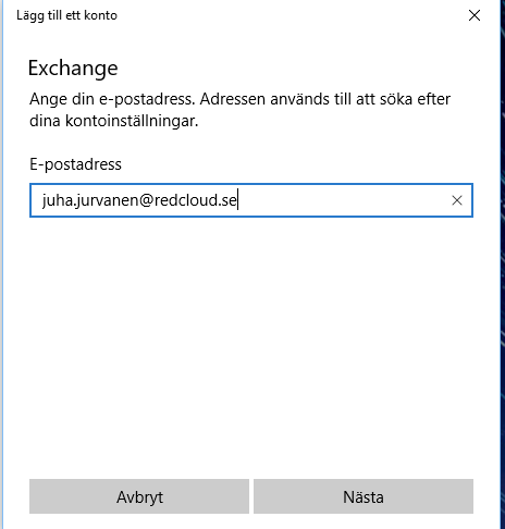 Windows 10 och rCloud Office Mail - steg 4