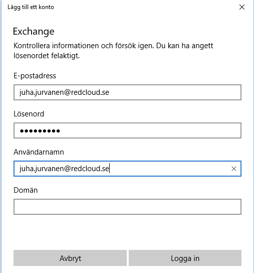 Windows 10 och rCloud Office Mail - steg 6